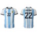 Argentina Lautaro Martinez #22 Domácí Dres MS 2022 Krátkým Rukávem